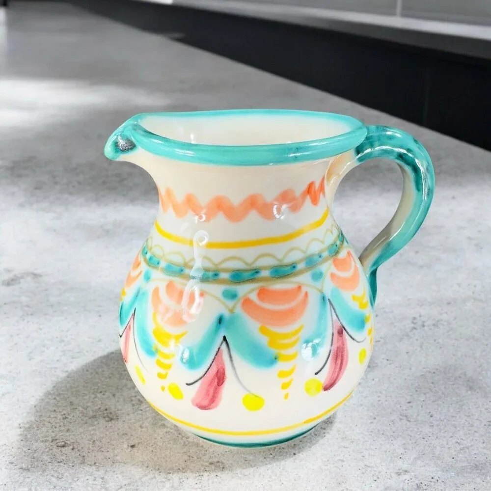 Vintage La Gartera Art Potter Jug Pitcher Toledo‎ Spain signed Pottery Hand Made